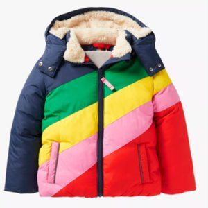 Mini Boden Kids' Rainbow Ray Sherpa-Lined Showerproof Cozy Padded Jacket